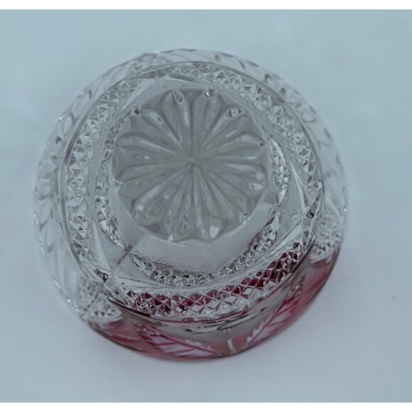 VTG Anna Hutte Bleikristall Clear Red Rose Crystal Bell Etched Floral 7.25" - Picture 9 of 9
